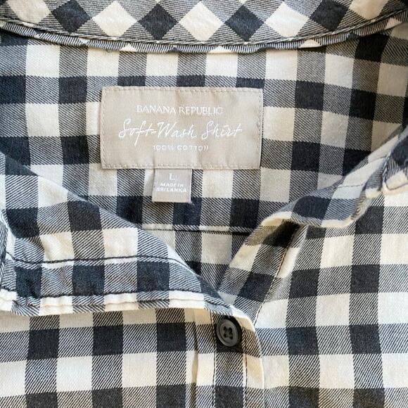 Banana Republic Soft-wash Gingham Flannel Shirt Dark Charcoal L - Picture 3 of 11